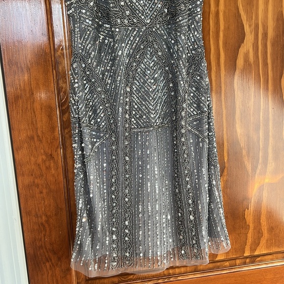 Aidan Mattox Sleeveless Short Dress Silver Beaded - Picture 5 of 8